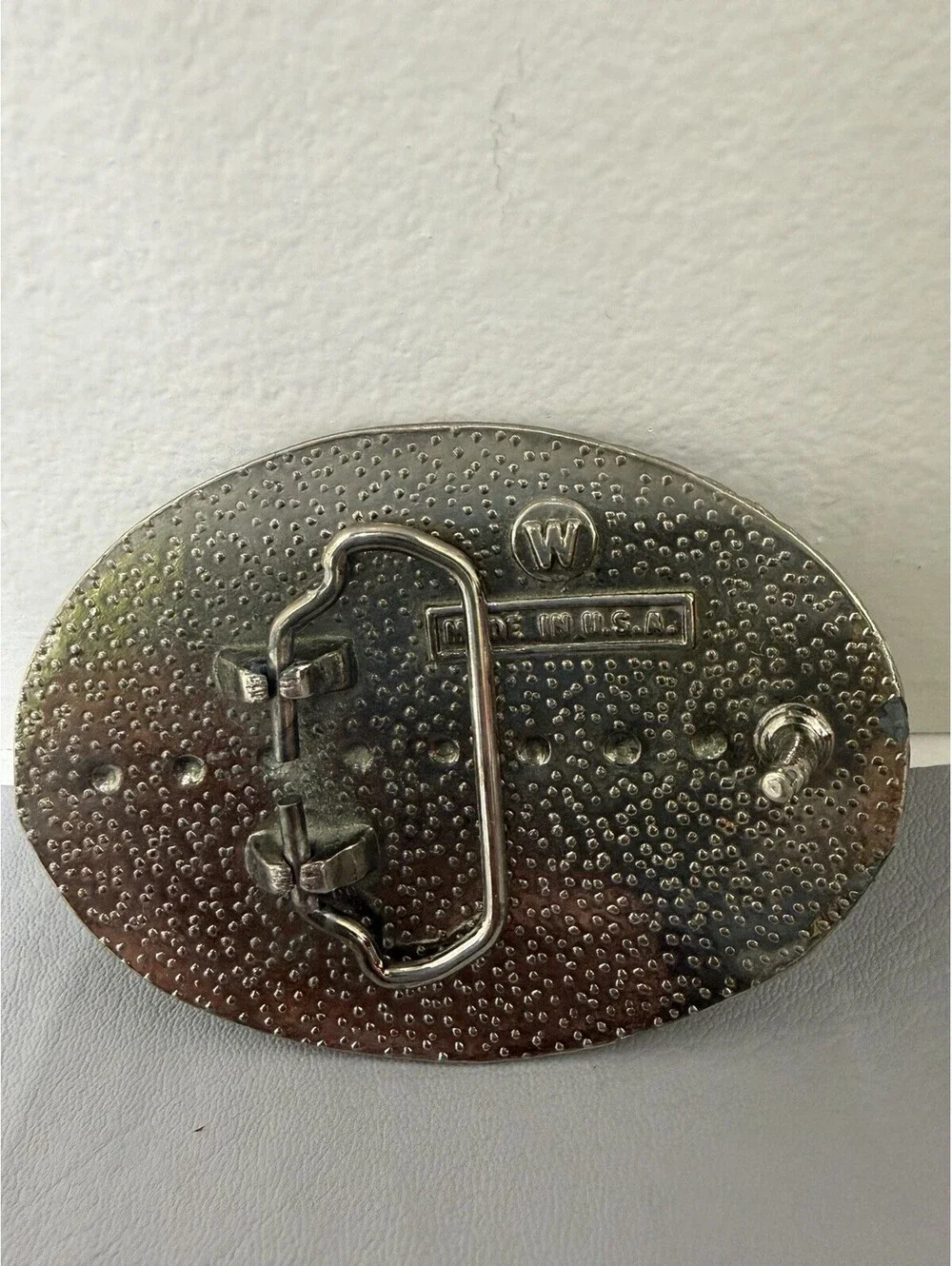 Belt Buckle - Oval Shaped With Engraved Eagled - Made in USA